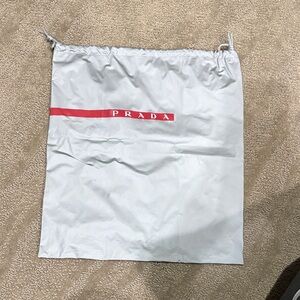 Prada White and Red Drawstring dust bag
